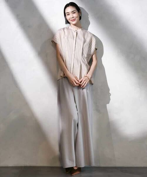 MICHEL KLEIN / ミッシェルクラン シャツ・ブラウス | ストライプ柄デザインタックブラウス | 詳細4