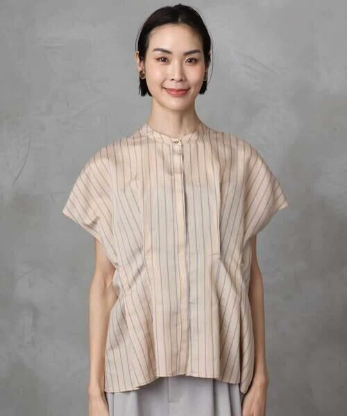 MICHEL KLEIN / ミッシェルクラン シャツ・ブラウス | ストライプ柄デザインタックブラウス | 詳細5