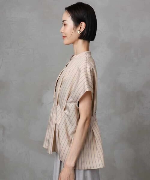 MICHEL KLEIN / ミッシェルクラン シャツ・ブラウス | ストライプ柄デザインタックブラウス | 詳細6