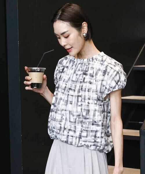 MICHEL KLEIN / ミッシェルクラン シャツ・ブラウス | [セットアップ対応]かすれチェック柄ノースリーブプルオーバー | 詳細1