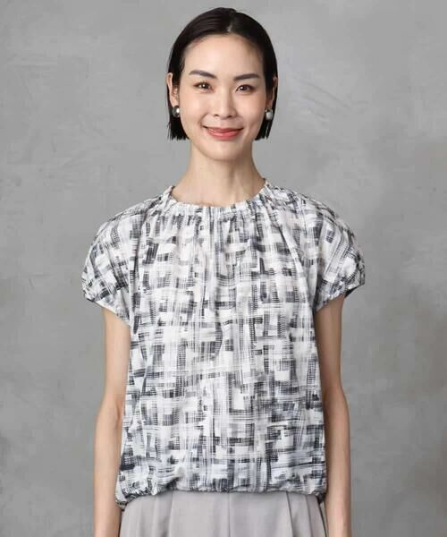 MICHEL KLEIN / ミッシェルクラン シャツ・ブラウス | [セットアップ対応]かすれチェック柄ノースリーブプルオーバー | 詳細12