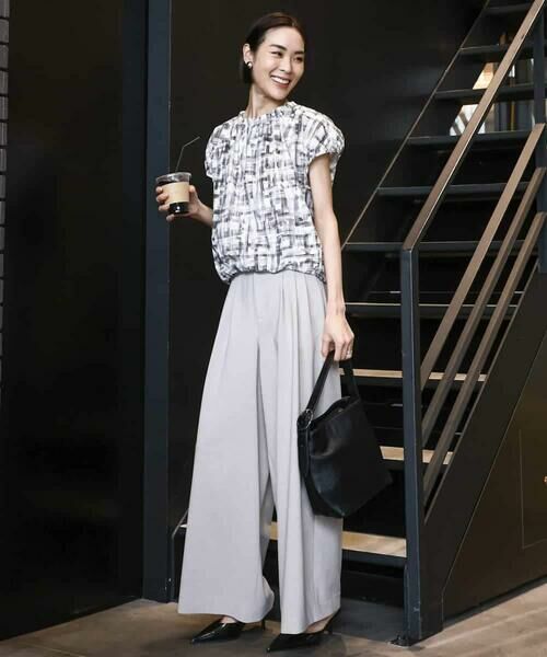 MICHEL KLEIN / ミッシェルクラン シャツ・ブラウス | [セットアップ対応]かすれチェック柄ノースリーブプルオーバー | 詳細2