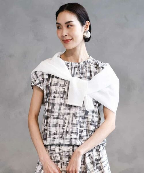 MICHEL KLEIN / ミッシェルクラン シャツ・ブラウス | [セットアップ対応]かすれチェック柄ノースリーブプルオーバー | 詳細4