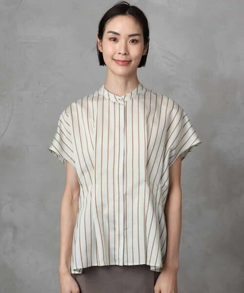 MICHEL KLEIN / ミッシェルクラン シャツ・ブラウス | ストライプ柄デザインタックブラウス | 詳細5