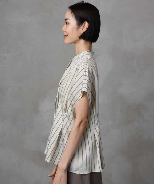 MICHEL KLEIN / ミッシェルクラン シャツ・ブラウス | ストライプ柄デザインタックブラウス | 詳細6