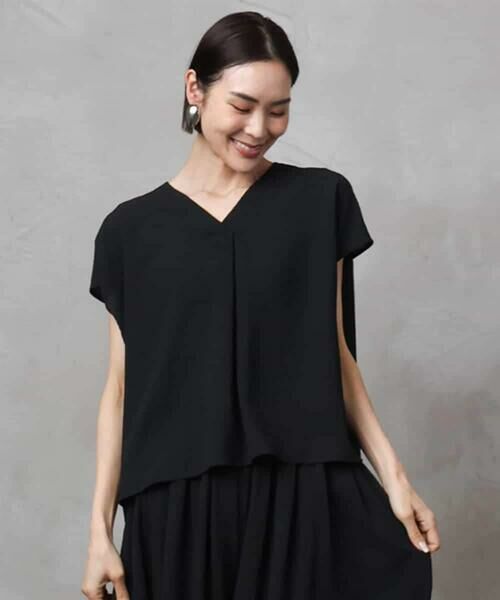 MICHEL KLEIN / ミッシェルクラン シャツ・ブラウス | [セットアップ対応]楊柳Vネックデザインブラウス | 詳細3