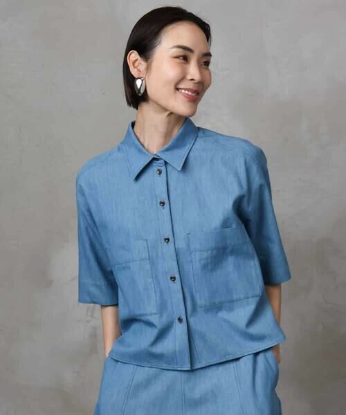 MICHEL KLEIN / ミッシェルクラン シャツ・ブラウス | [セットアップ対応]ライトオンスデニムシャツ（ライトブルー）