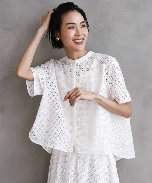 MICHEL KLEIN / ミッシェルクラン シャツ・ブラウス | [セットアップ対応]エンブロイダリーレースブラウス | 詳細10