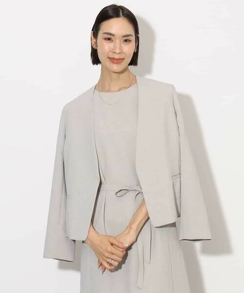 MICHEL KLEIN/ミッシェルクラン [機能性素材]ドライノーカラージャケット(セットアップ対応) ライトグレー M