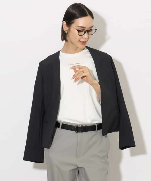 MICHEL KLEIN / ミッシェルクラン ノーカラージャケット | [機能性素材]ドライノーカラージャケット(セットアップ対応) | 詳細15