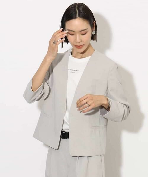 MICHEL KLEIN / ミッシェルクラン ノーカラージャケット | [機能性素材]ドライノーカラージャケット(セットアップ対応) | 詳細26