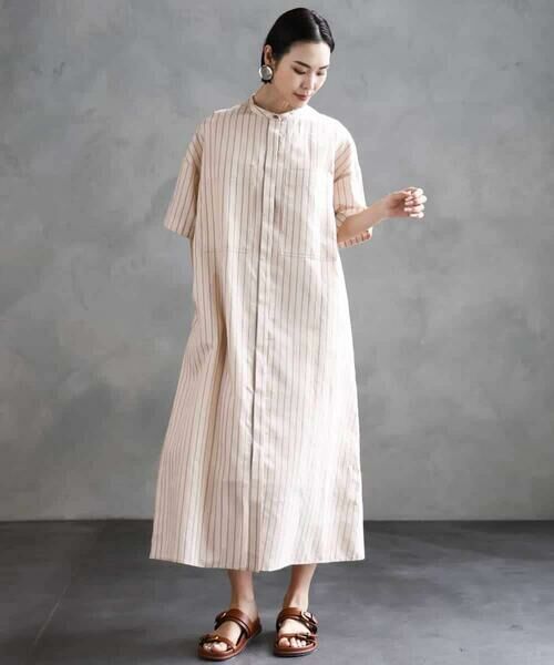 MICHEL KLEIN / ミッシェルクラン ロング・マキシ丈ワンピース | ストライプ柄ダブルポケットワンピース | 詳細3