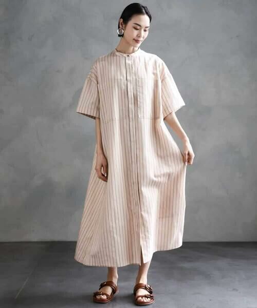 MICHEL KLEIN / ミッシェルクラン ロング・マキシ丈ワンピース | ストライプ柄ダブルポケットワンピース | 詳細6