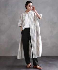 MICHEL KLEIN / ミッシェルクラン ロング・マキシ丈ワンピース | ストライプ柄ダブルポケットワンピース