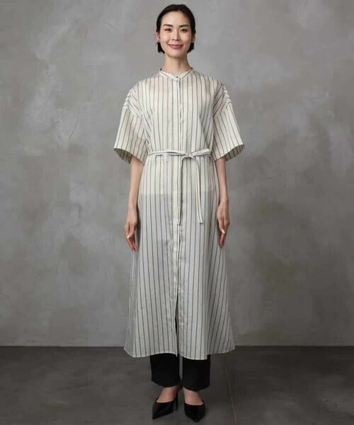 MICHEL KLEIN / ミッシェルクラン ロング・マキシ丈ワンピース | ストライプ柄ダブルポケットワンピース | 詳細4
