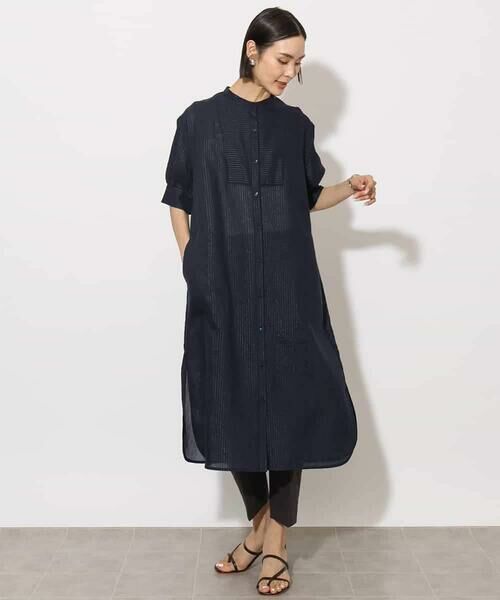 MICHEL KLEIN / ミッシェルクラン ロング・マキシ丈ワンピース | シアーシャツワンピース | 詳細7