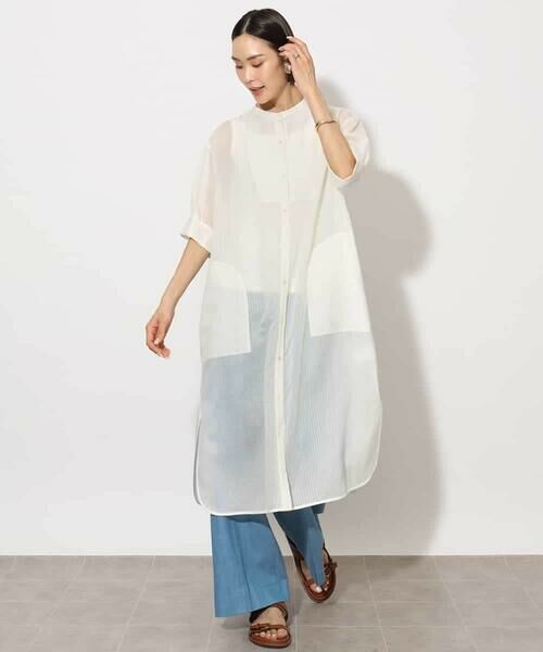 MICHEL KLEIN / ミッシェルクラン ロング・マキシ丈ワンピース | シアーシャツワンピース | 詳細8