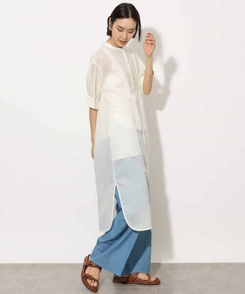 MICHEL KLEIN / ミッシェルクラン ロング・マキシ丈ワンピース | シアーシャツワンピース | 詳細9