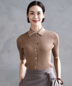 MICHEL KLEIN / ミッシェルクラン ニット・セーター | シアーリブ襟付きニット