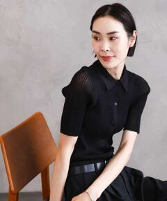 MICHEL KLEIN / ミッシェルクラン ニット・セーター | シアーリブ襟付きニット