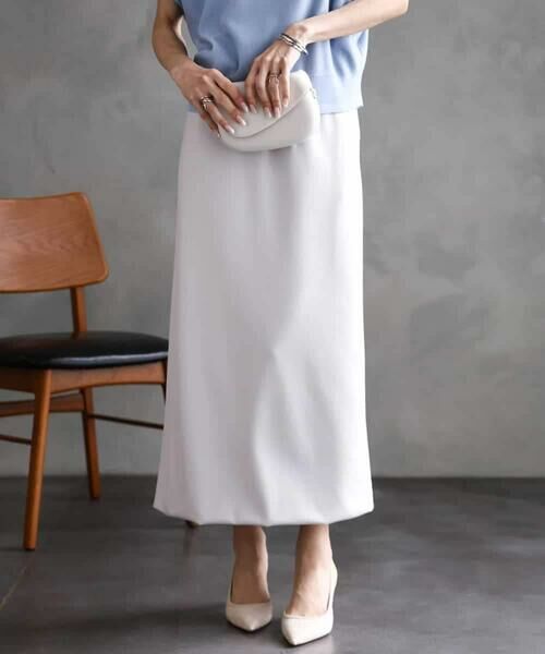 MICHEL KLEIN/ミッシェルクラン ダンボールセミタイトスカート ライトグレー L MICHEL KLEIN/ミッシェルクラン ダンボールセミタイトスカート ライトグレー L