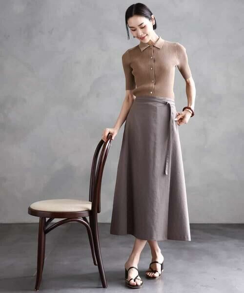 MICHEL KLEIN / ミッシェルクラン ロング・マキシ丈スカート | ベルト付きAラインスカート | 詳細22