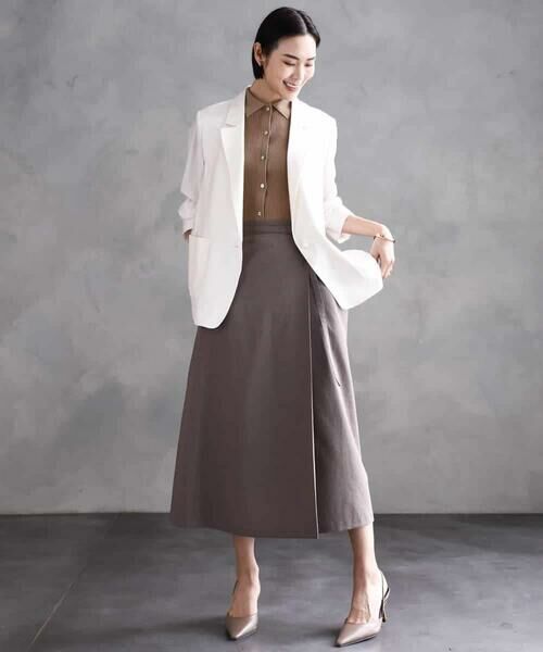 MICHEL KLEIN / ミッシェルクラン ロング・マキシ丈スカート | ベルト付きAラインスカート | 詳細25