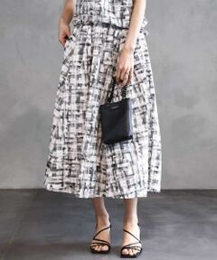 MICHEL KLEIN / ミッシェルクラン ロング・マキシ丈スカート | [セットアップ対応]かすれチェック柄ギャザースカート
