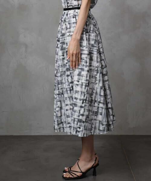 MICHEL KLEIN / ミッシェルクラン ロング・マキシ丈スカート | [セットアップ対応]かすれチェック柄ギャザースカート | 詳細12