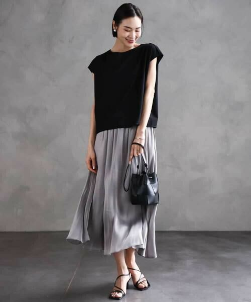 MICHEL KLEIN / ミッシェルクラン ロング・マキシ丈スカート | シャンブレーギャザースカート | 詳細3