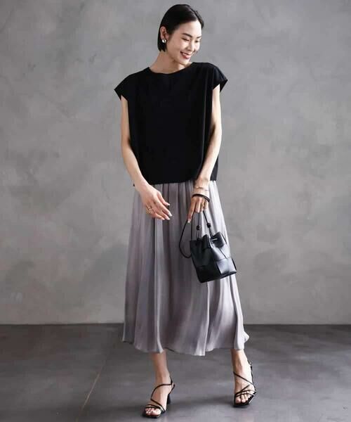 MICHEL KLEIN / ミッシェルクラン ロング・マキシ丈スカート | シャンブレーギャザースカート | 詳細4