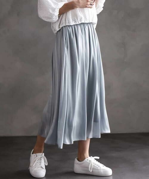 MICHEL KLEIN / ミッシェルクラン ロング・マキシ丈スカート | シャンブレーギャザースカート | 詳細9