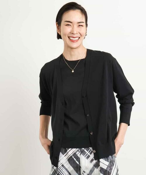 MICHEL KLEIN/ミッシェルクラン [アンサンブル対応/接触冷感]Vネックニットカーディガン ブラック M