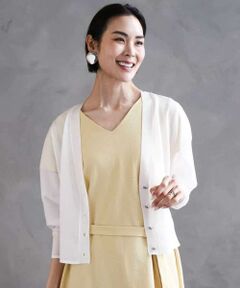 MICHEL KLEIN / ミッシェルクラン カーディガン・ボレロ | シアーラメVネックカーディガン