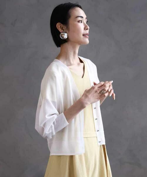 MICHEL KLEIN / ミッシェルクラン カーディガン・ボレロ | シアーラメVネックカーディガン | 詳細11