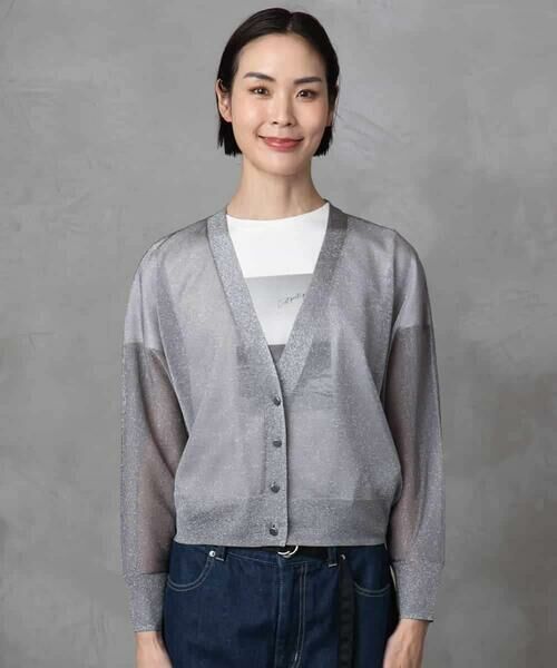MICHEL KLEIN / ミッシェルクラン カーディガン・ボレロ | シアーラメVネックカーディガン | 詳細15