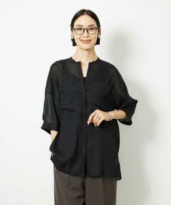 MICHEL KLEIN / ミッシェルクラン シャツ・ブラウス | バンドカラーシアーブラウス