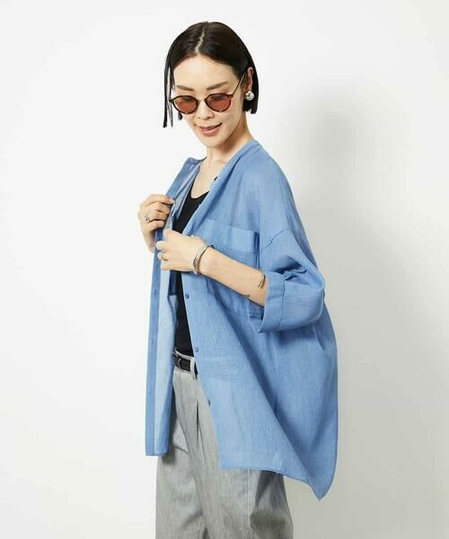 MICHEL KLEIN / ミッシェルクラン シャツ・ブラウス | バンドカラーシアーブラウス | 詳細1