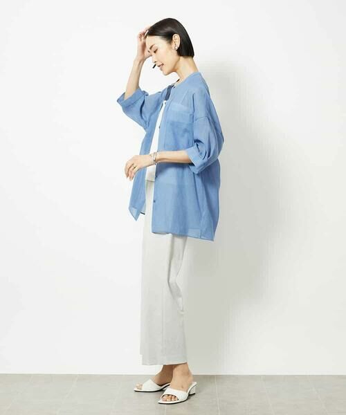 MICHEL KLEIN / ミッシェルクラン シャツ・ブラウス | バンドカラーシアーブラウス | 詳細13