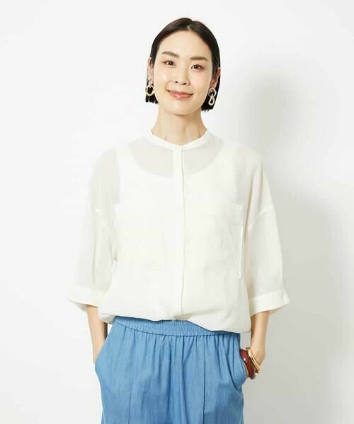 MICHEL KLEIN / ミッシェルクラン シャツ・ブラウス | バンドカラーシアーブラウス | 詳細14