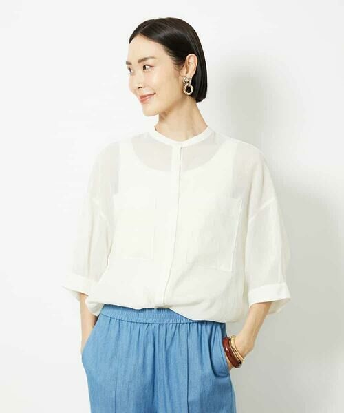 MICHEL KLEIN / ミッシェルクラン シャツ・ブラウス | バンドカラーシアーブラウス | 詳細15