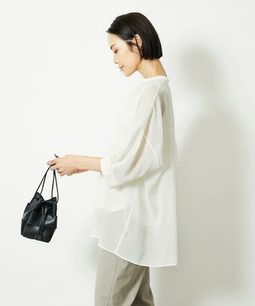 MICHEL KLEIN / ミッシェルクラン シャツ・ブラウス | バンドカラーシアーブラウス | 詳細20