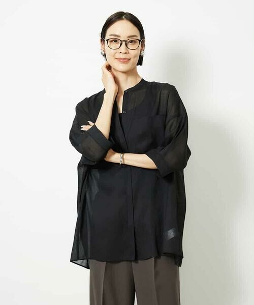 MICHEL KLEIN / ミッシェルクラン シャツ・ブラウス | バンドカラーシアーブラウス | 詳細27