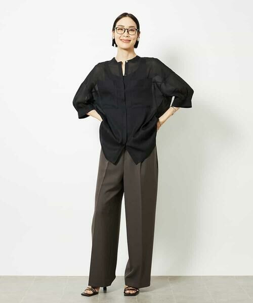 MICHEL KLEIN / ミッシェルクラン シャツ・ブラウス | バンドカラーシアーブラウス | 詳細28