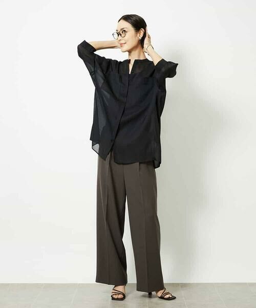 MICHEL KLEIN / ミッシェルクラン シャツ・ブラウス | バンドカラーシアーブラウス | 詳細29