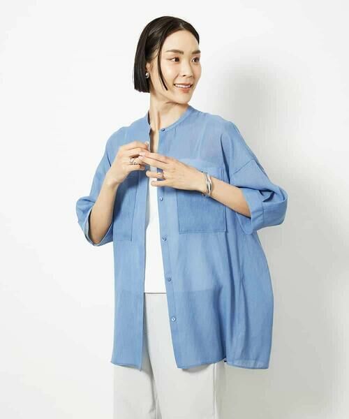 MICHEL KLEIN / ミッシェルクラン シャツ・ブラウス | バンドカラーシアーブラウス | 詳細7