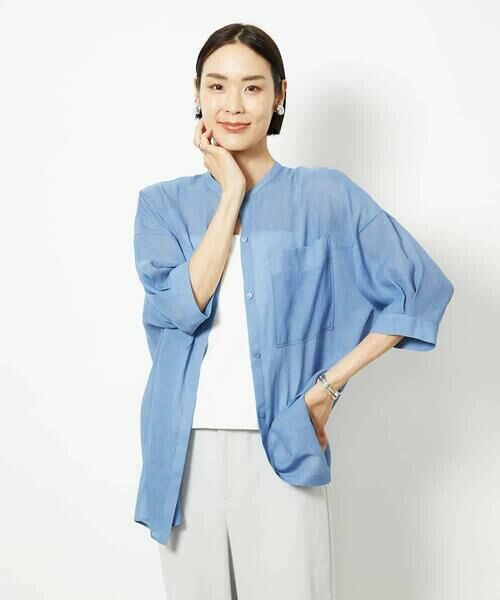 MICHEL KLEIN / ミッシェルクラン シャツ・ブラウス | バンドカラーシアーブラウス | 詳細8