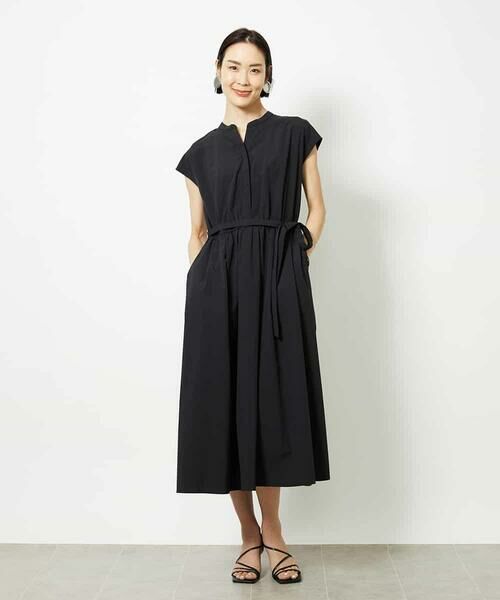 MICHEL KLEIN / ミッシェルクラン ロング・マキシ丈ワンピース | キーネックギャザーワンピース | 詳細1