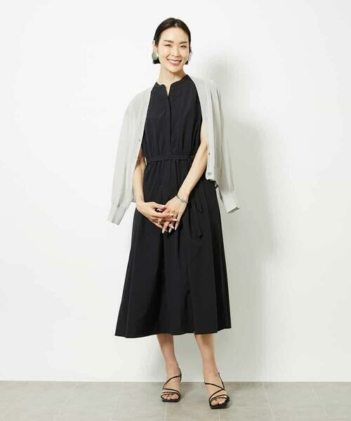 MICHEL KLEIN / ミッシェルクラン ロング・マキシ丈ワンピース | キーネックギャザーワンピース | 詳細3