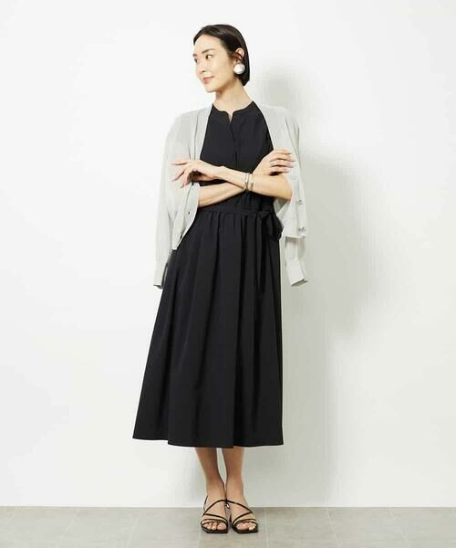 MICHEL KLEIN / ミッシェルクラン ロング・マキシ丈ワンピース | キーネックギャザーワンピース | 詳細5